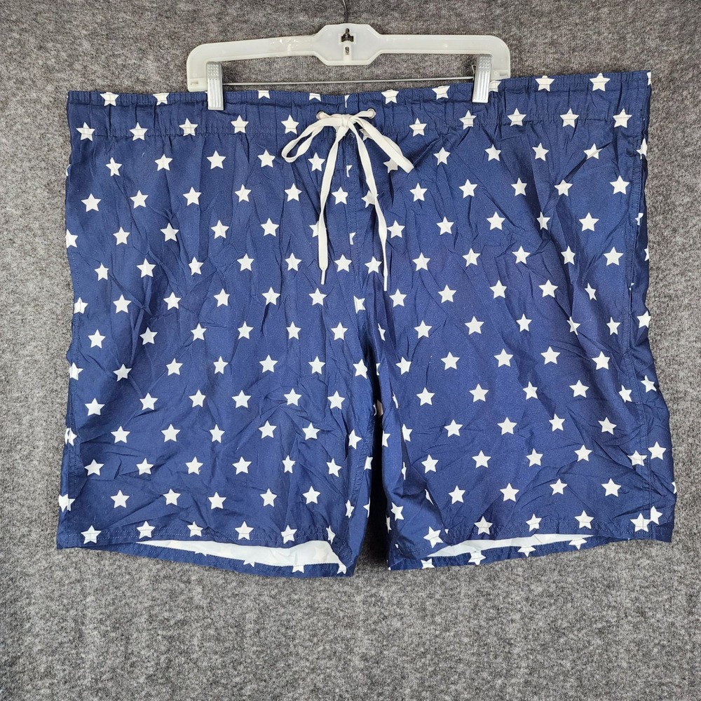 Peyton & Parker Swim Trunks Women XXL Navy White Star Print Americana Drawstring